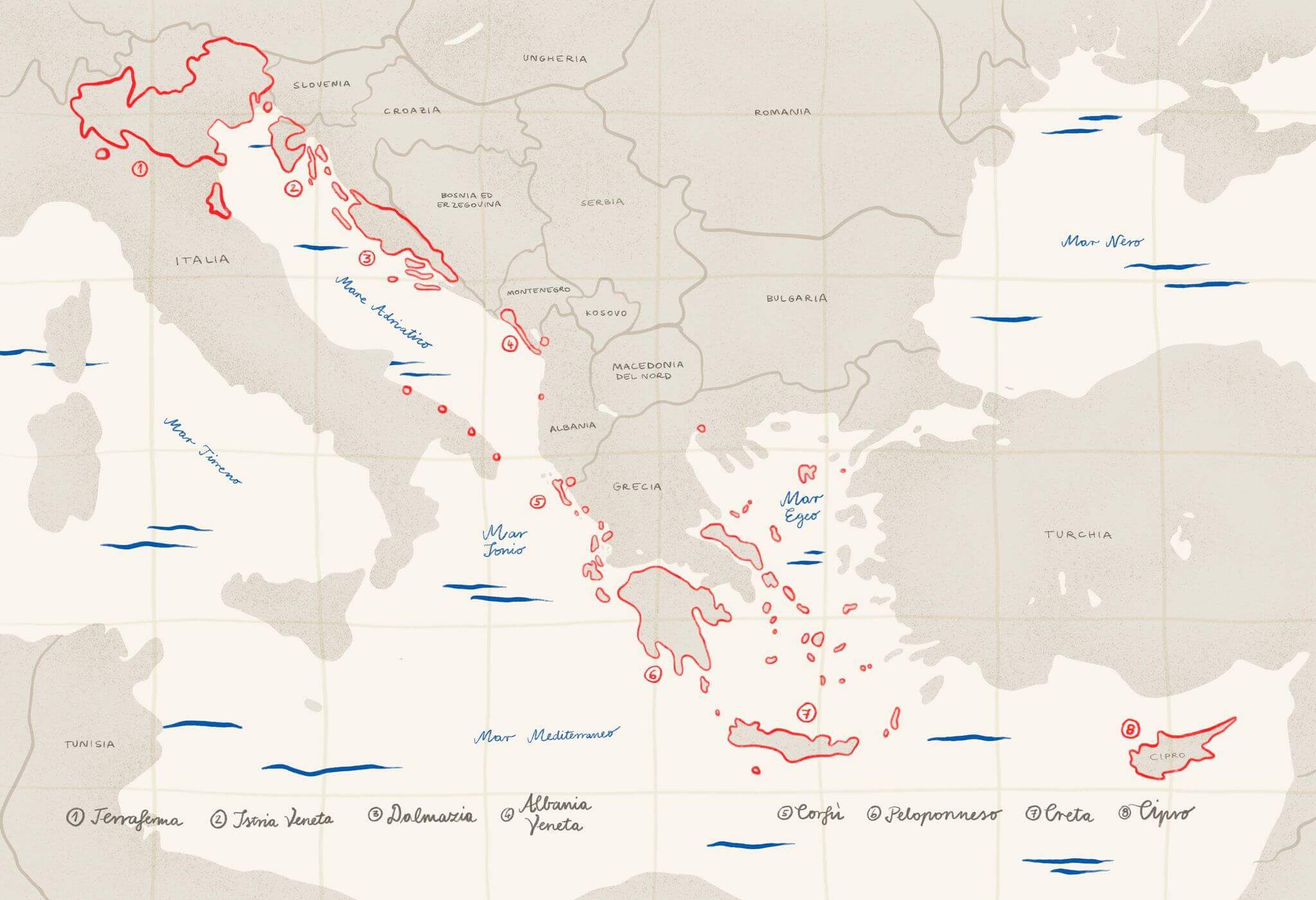 Mappa territori Repubblica di Venezia