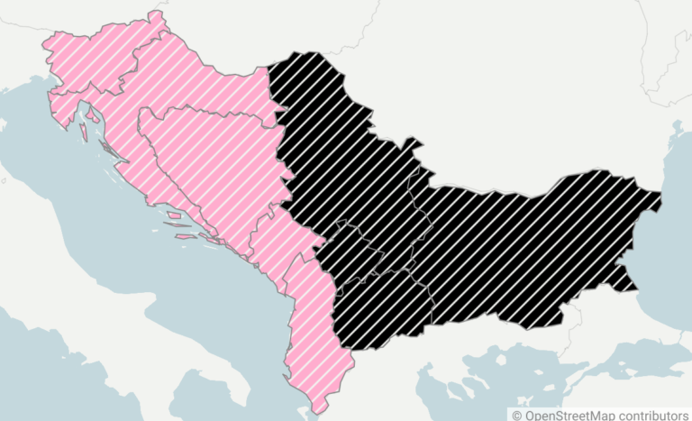 Mappa dei Balcani con i colori del Palermo