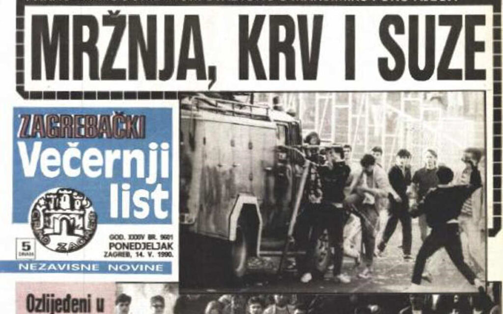 I fatti del Maksimir - Una prima pagina dopo gli avvenimenti del 13 maggio 1990
