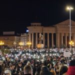 Raduno a Skopje a seguito del rogo del club Pulse di Kočani
