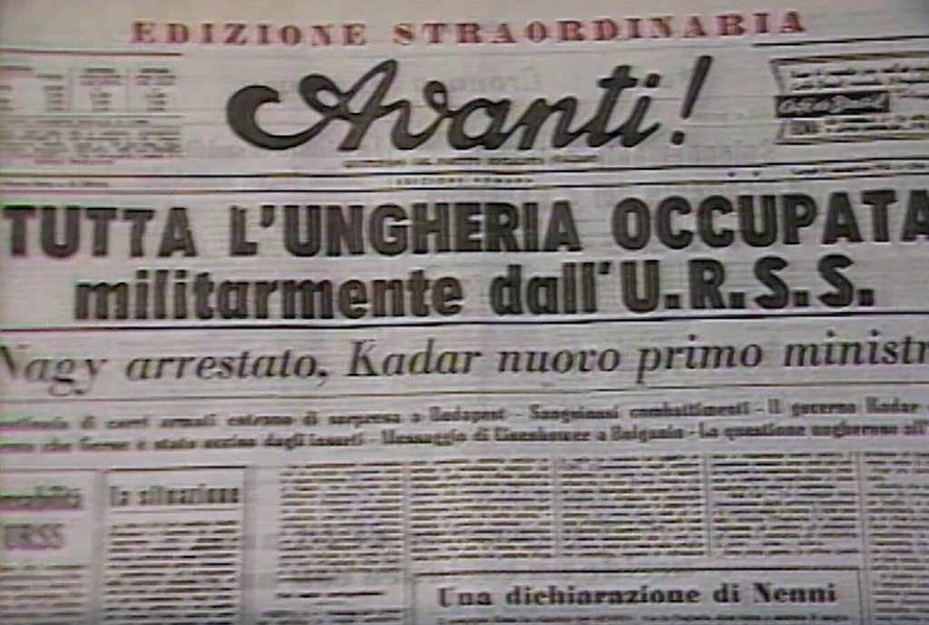 Prima pagina de Avanti!, edizione del 05 novembre 1956
