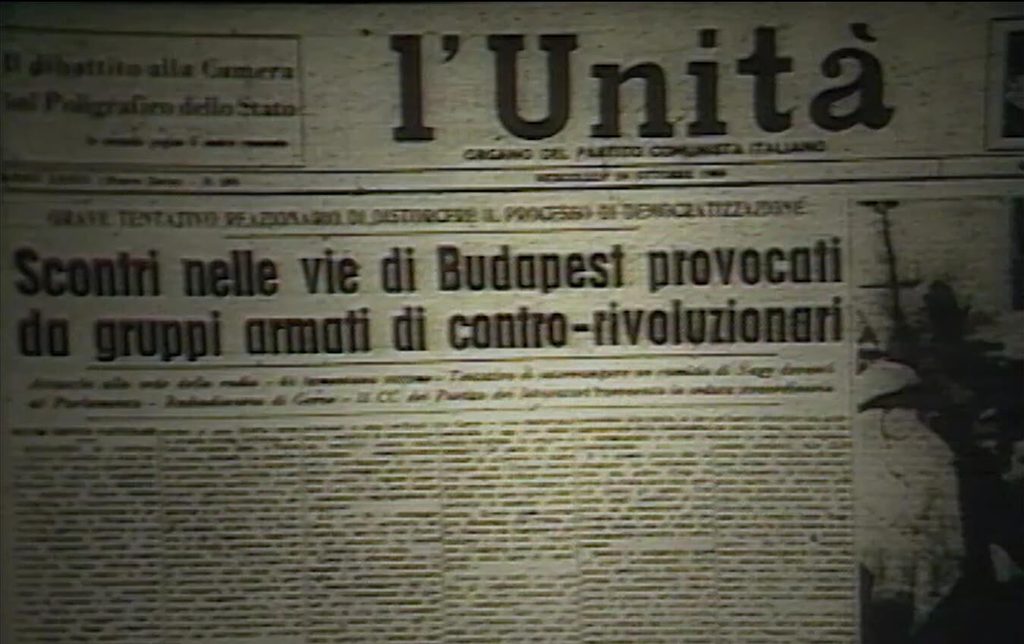 Prima pagina de L'Unità, 24 ottobre 1956, sulla rivoluzione ungherese